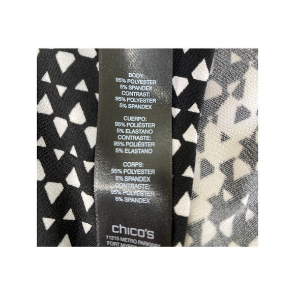 Chico's Travelers Asymmetrical Tunic Top Women L Black Geo Stripes Lagenlook VTG - Picture 7 of 12